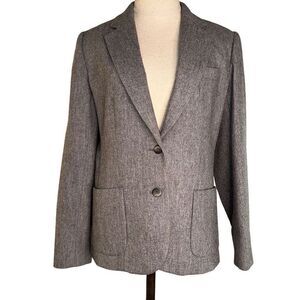 JH Collectibles Womens Vintage Wool Blend Gray Blazer Jacket Pockets Career
